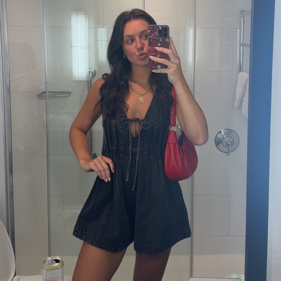 Black denim romper - Picture 2 of 2